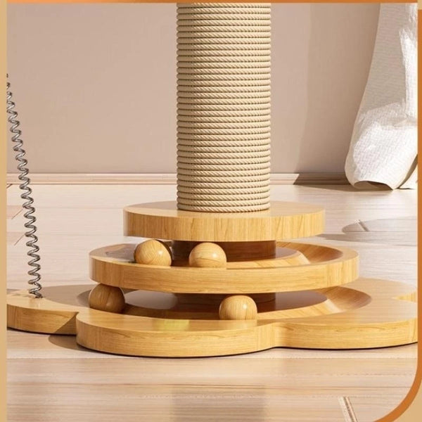 Cat Scratching Post with Turntable and Toys