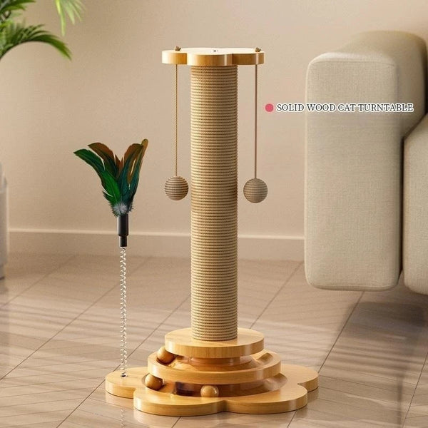 Cat Scratching Post with Turntable and Toys